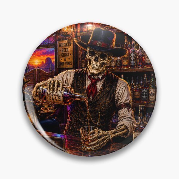 Item preview, Skeleton Saloon Bartender Pouring Whiskey designed and sold by LovePrintArt.