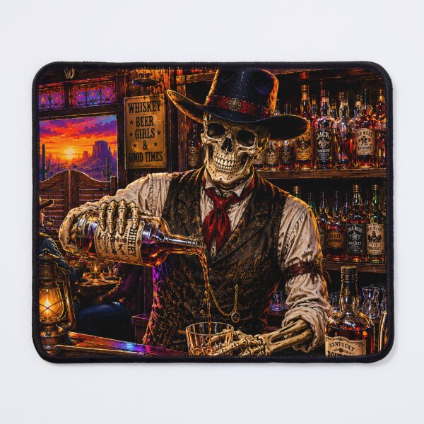 Item preview, Skeleton Saloon Bartender Pouring Whiskey designed and sold by LovePrintArt.