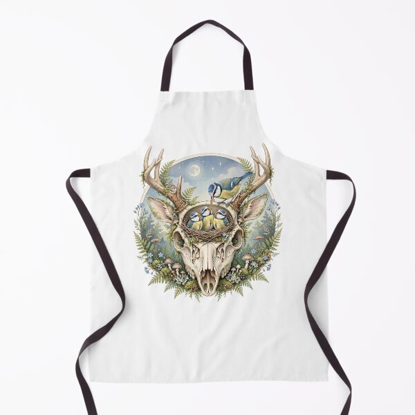 Item preview, Life From Death | Blue Tits in Deer Skull | Dark Cottagecore Nature Art | Goblincore designed and sold by Neurospicy Trolls.