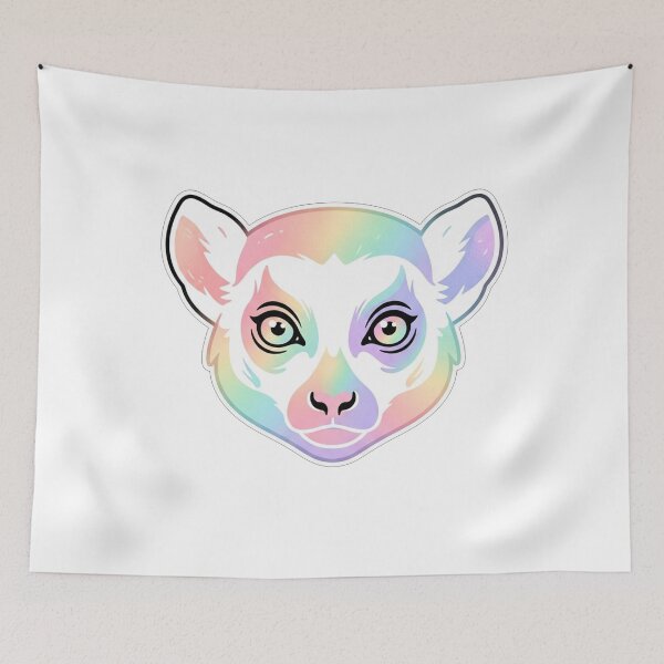 Item preview, Cute Rainbow Lemur Portrait On Black designed and sold by Owcomm.