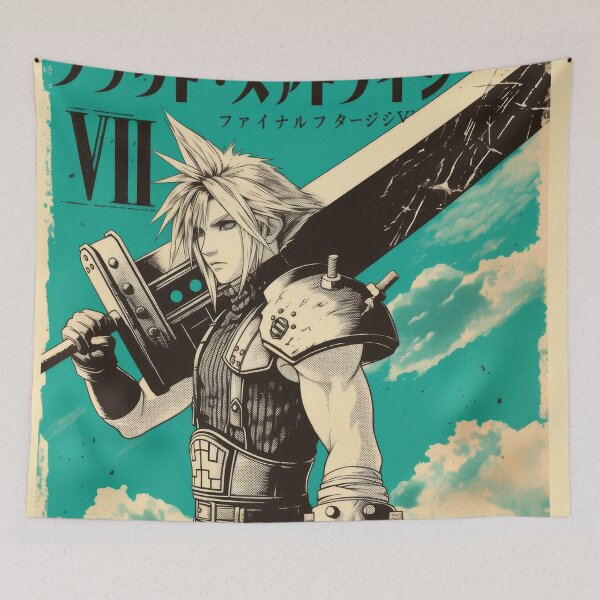 Item preview, Cloud Strife Vintage Duotone designed and sold by AnimeArsenalPrints.