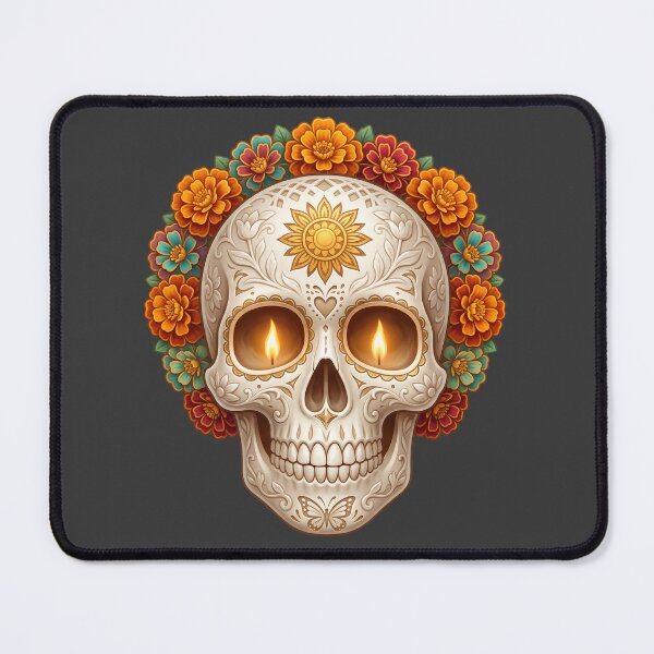 Item preview, Día de los Muertos Glowing Floral Sugar Skull designed and sold by MythicCotton.
