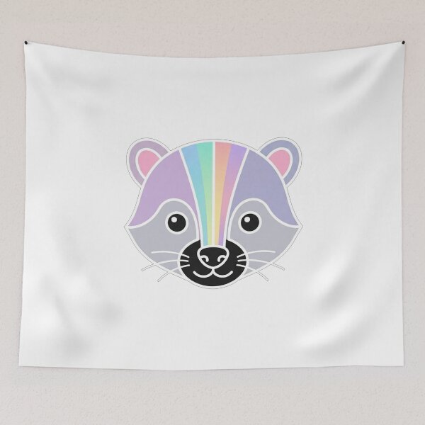 Item preview, Cute Rainbow Pastel Raccoon Face Illustration designed and sold by Owcomm.