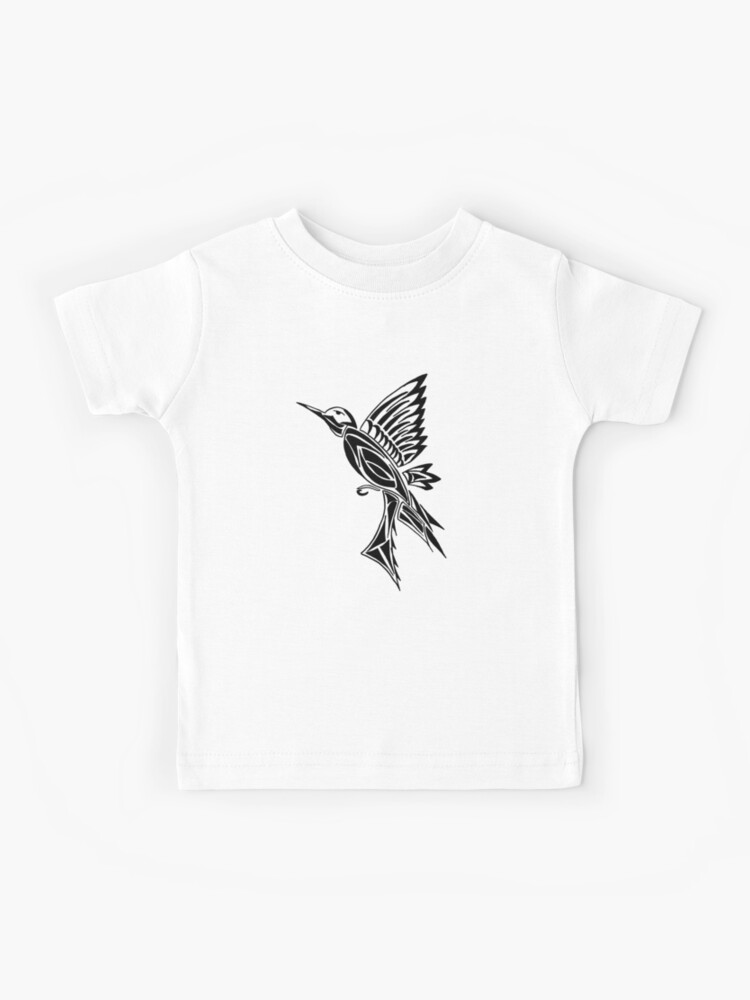 Black and White Hummingbird Tribal Tattoo Design