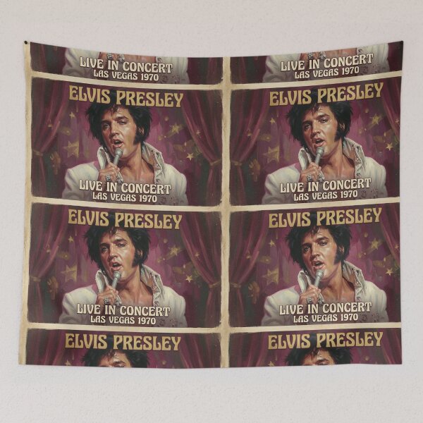 Item preview, Elvis Presley Live in Concert Las Vegas 1970 Retro Poster designed and sold by ElvisVintagePosters.