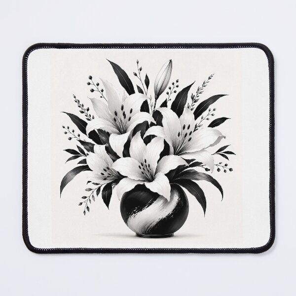 Item preview, Black & White Lily Bouquet — Ink Brush Floral Art designed and sold by Aureva Arts Shop.