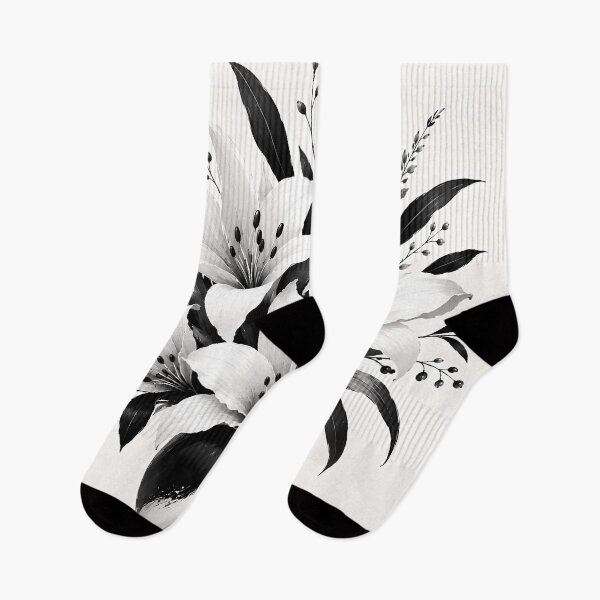 Item preview, Black & White Lily Bouquet — Ink Brush Floral Art designed and sold by Aureva Arts Shop.