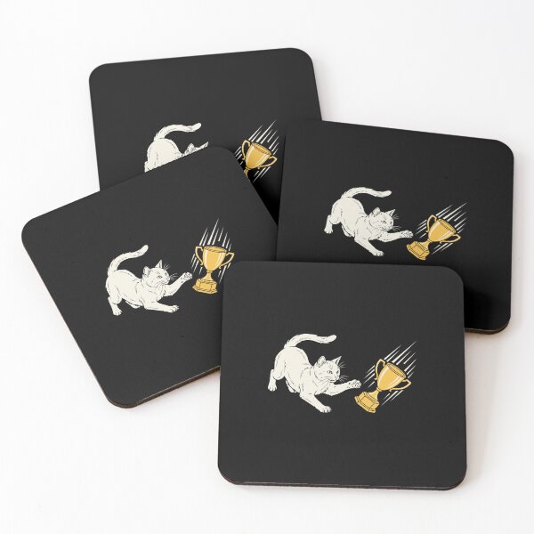 Item preview, Playful Cat Knocking Over Trophy Feline Pet Owner Humor designed and sold by SofenArt.