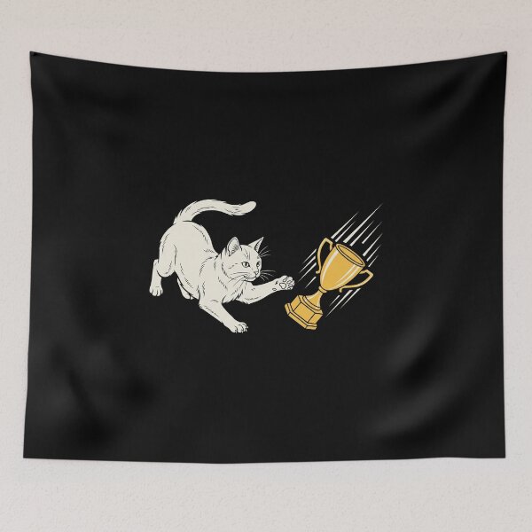 Item preview, Playful Cat Knocking Over Trophy Feline Pet Owner Humor designed and sold by SofenArt.