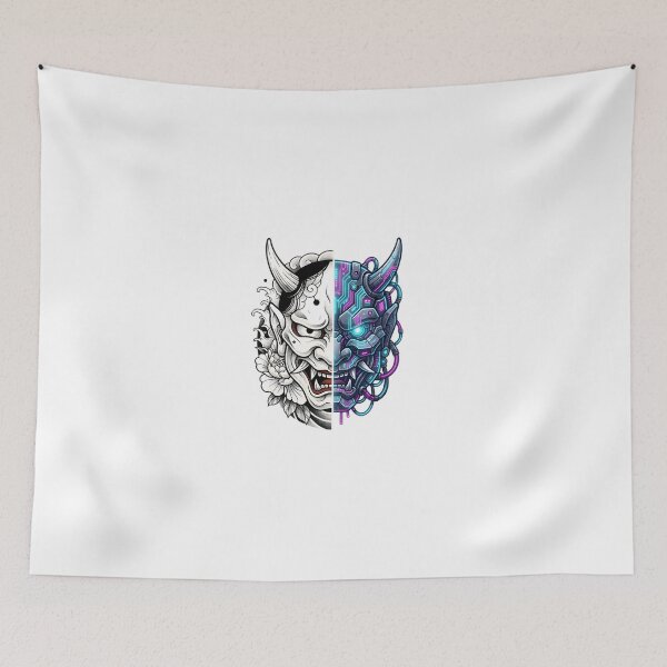 Item preview, Cyberpunk Dragon Mask - Half Traditional Japanese Half Robot Ryu Tattoo Design designed and sold by Neo Tokio.