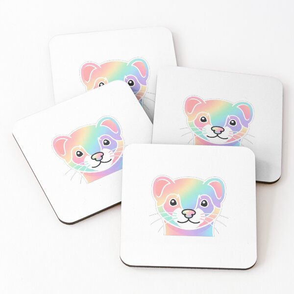 Item preview, Cute Rainbow Ferret Portrait Illustration designed and sold by Owcomm.