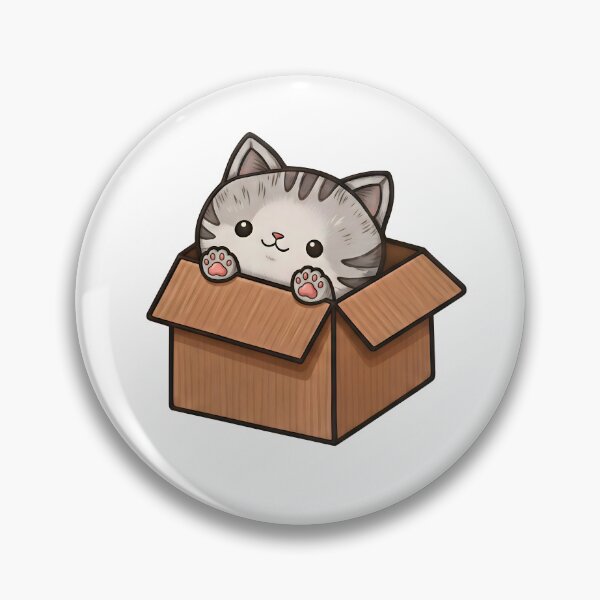 Item preview, Cute Cat in a Cardboard Box | Kawaii Kitty Illustration designed and sold by Italkam.