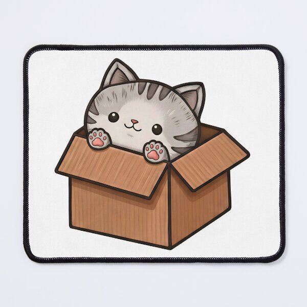 Item preview, Cute Cat in a Cardboard Box | Kawaii Kitty Illustration designed and sold by Italkam.