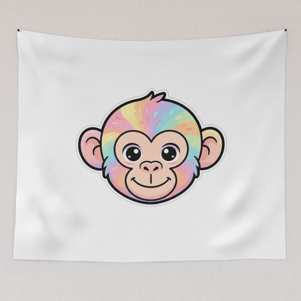 Item preview, Cute Rainbow Pastel Monkey Face Illustration designed and sold by Owcomm.