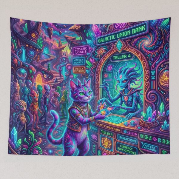 Item preview, The Cosmic Journey of the Psychedelic ET Cat designed and sold by HAPPY HARBOR DESIGN .