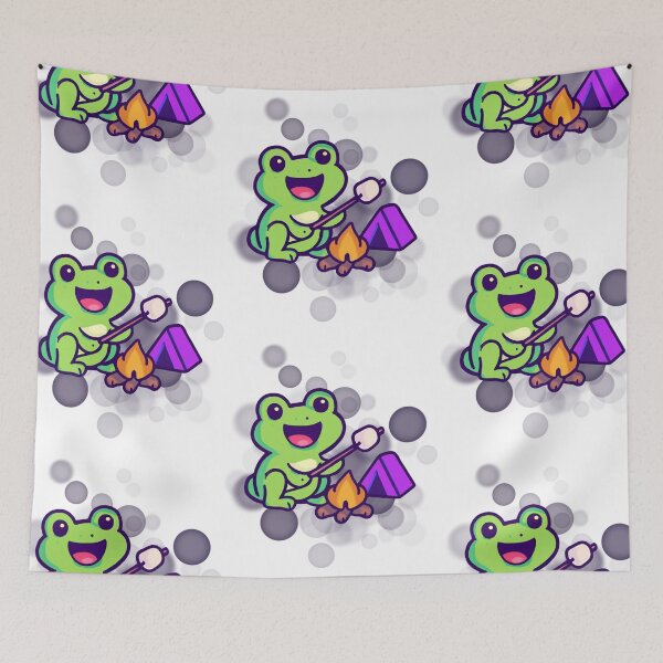 Item preview, Cute Frog Camping Cartoon designed and sold by iamKRUK.
