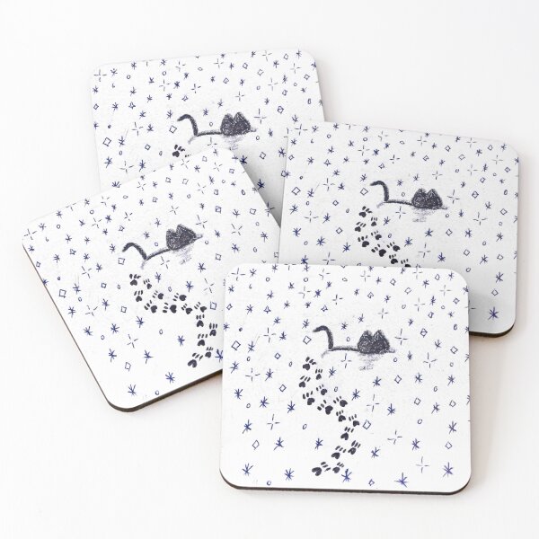 Item preview, Black Cat Leaving Paw Prints in the Snow designed and sold by MagicYana.
