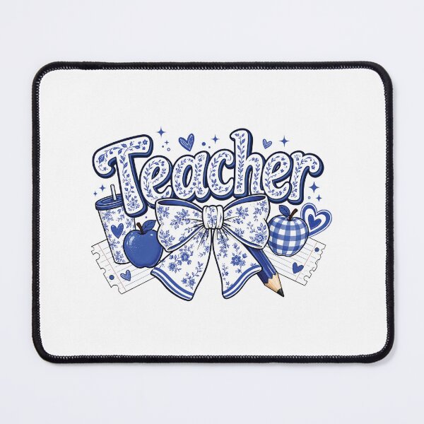 Item preview, Teacher Blue Coquette Chinoiserie Bow Floral Aesthetic Grandmillennial designed and sold by MAPDDesigns.