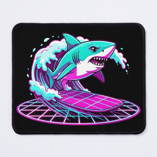 Item preview, Cool Synthwave Shark Surfing Retro 80s Neon Wave designed and sold by KCasual.