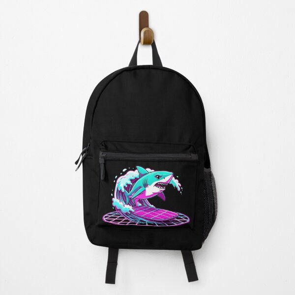 Item preview, Cool Synthwave Shark Surfing Retro 80s Neon Wave designed and sold by KCasual.