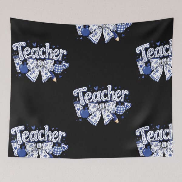 Item preview, Teacher Blue Coquette Chinoiserie Bow Floral Aesthetic Grandmillennial designed and sold by MAPDDesigns.