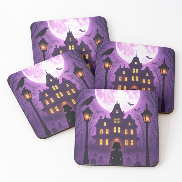 Item preview, Haunted Mansion Silhouette Rolled Poster | Purple Moonlight Gothic designed and sold by codeslinger.