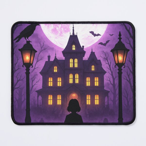 Item preview, Haunted Mansion Silhouette Rolled Poster | Purple Moonlight Gothic designed and sold by codeslinger.
