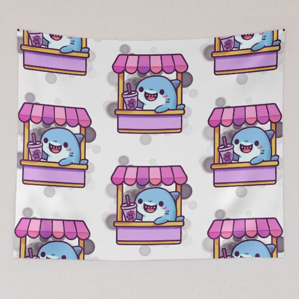 Item preview, Cute Shark Bubble Tea Cartoon designed and sold by iamKRUK.
