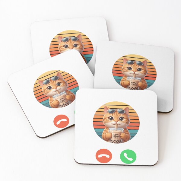 Item preview, Cute Orange Cat Drinking Bubble Tea Pseudo 3D Cartoon | Kawaii Boba Cat | Cat Lover Gift designed and sold by Basma Designs | Funny Shirts, Stickers & Mugs.