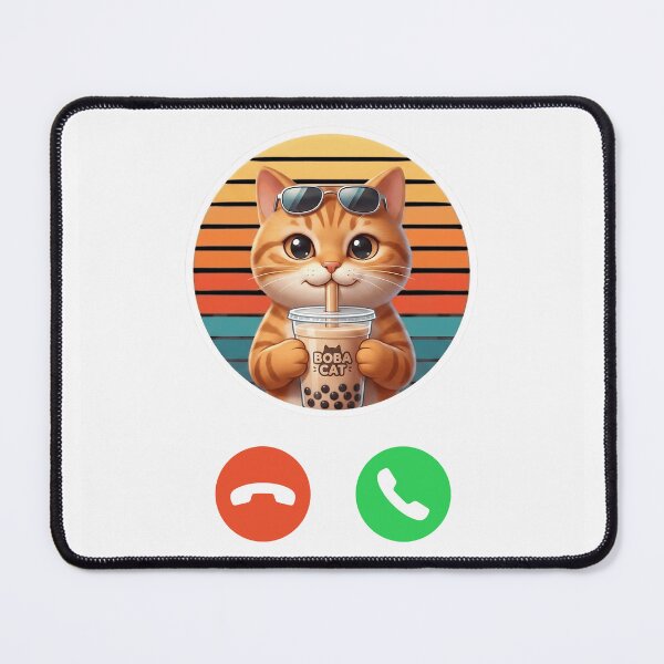 Item preview, Cute Orange Cat Drinking Bubble Tea Pseudo 3D Cartoon | Kawaii Boba Cat | Cat Lover Gift designed and sold by Basma Designs | Funny Shirts, Stickers & Mugs.