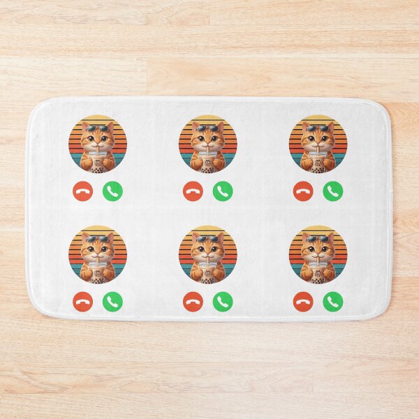 Item preview, Cute Orange Cat Drinking Bubble Tea Pseudo 3D Cartoon | Kawaii Boba Cat | Cat Lover Gift designed and sold by Basma Designs | Funny Shirts, Stickers & Mugs.