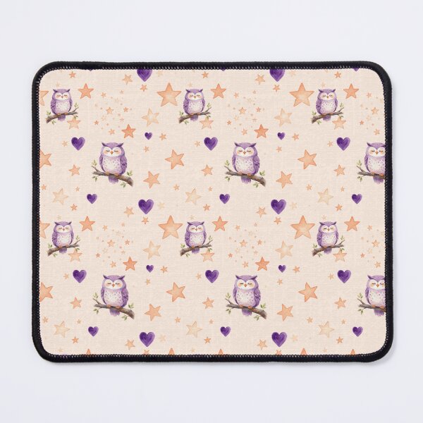 Item preview, Whimsical Watercolor Owls, Stars & Hearts on Soft Yellow designed and sold by patternarya.