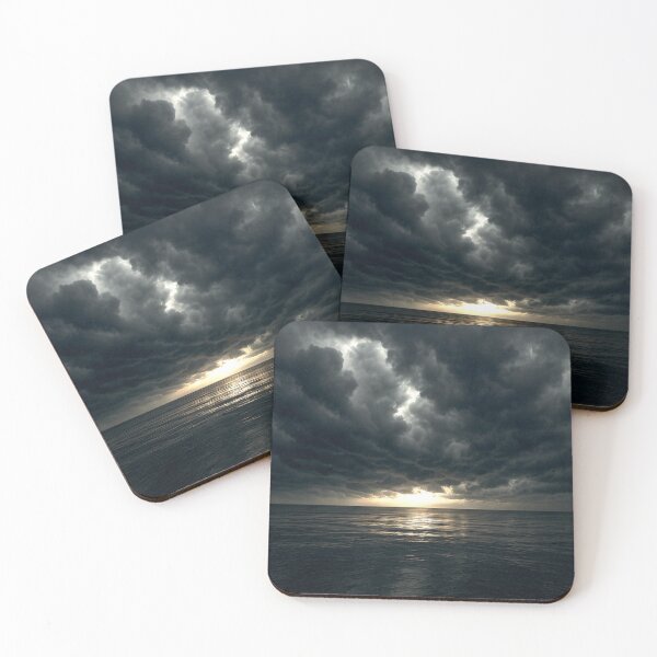 Item preview, Dramatic Ocean Sunset Poster | Moody Seascape with Storm Clouds Wall Art  | Modern Abstract Decor  designed and sold by codeslinger.
