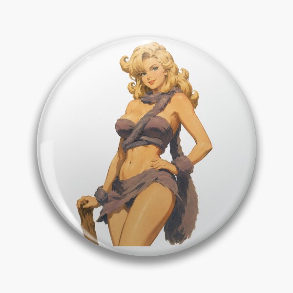 Item preview, Vintage Barbarian Pin-Up | Original Fantasy Cave Girl Retro Art designed and sold by Cosplayvintage.