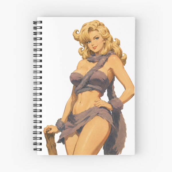 Item preview, Vintage Barbarian Pin-Up | Original Fantasy Cave Girl Retro Art designed and sold by Cosplayvintage.