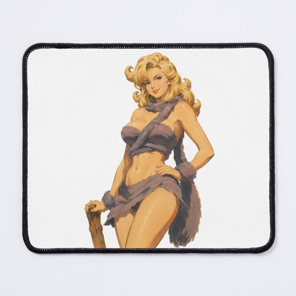 Item preview, Vintage Barbarian Pin-Up | Original Fantasy Cave Girl Retro Art designed and sold by Cosplayvintage.