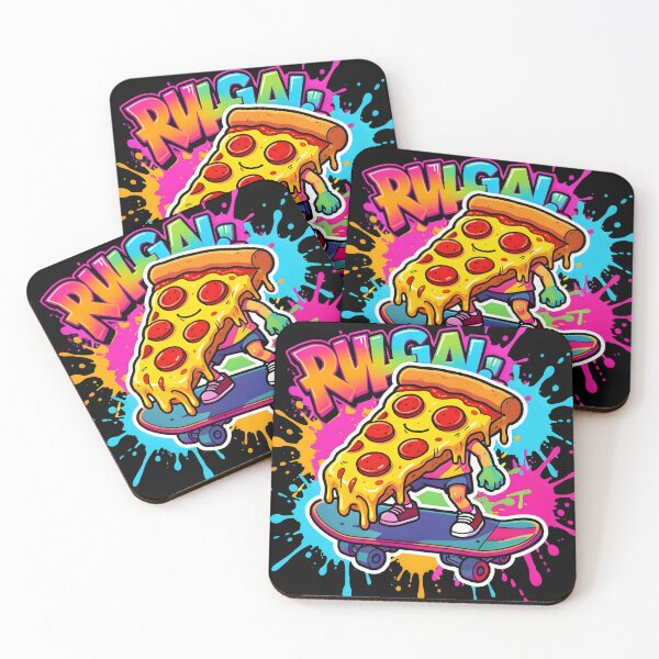 Item preview, Cool Skater Pizza Riding Skateboard Retro 90s Graffiti designed and sold by KCasual.