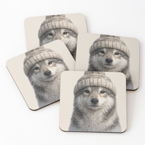 Item preview, Cute Wolf Wearing Winter Beanie designed and sold by BagFactoryUK.