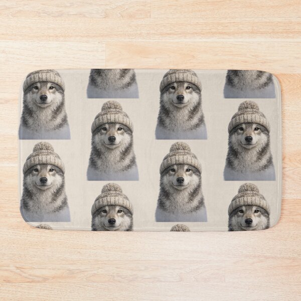 Item preview, Cute Wolf Wearing Winter Beanie designed and sold by BagFactoryUK.