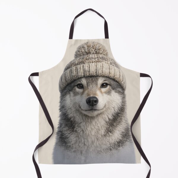 Item preview, Cute Wolf Wearing Winter Beanie designed and sold by BagFactoryUK.