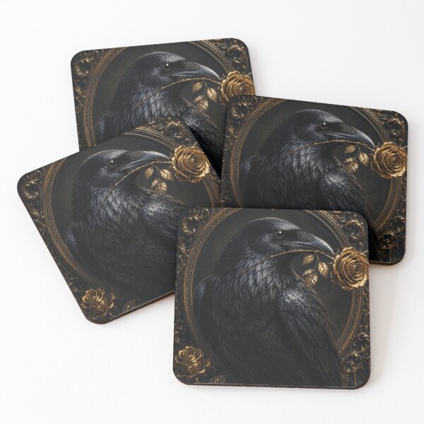 Item preview, Black Raven Gold Rose Gothic designed and sold by VelarisMoon.