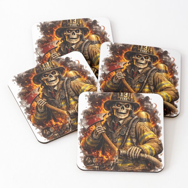 Item preview, Skeleton Firefighter with Axe designed and sold by LovePrintArt.