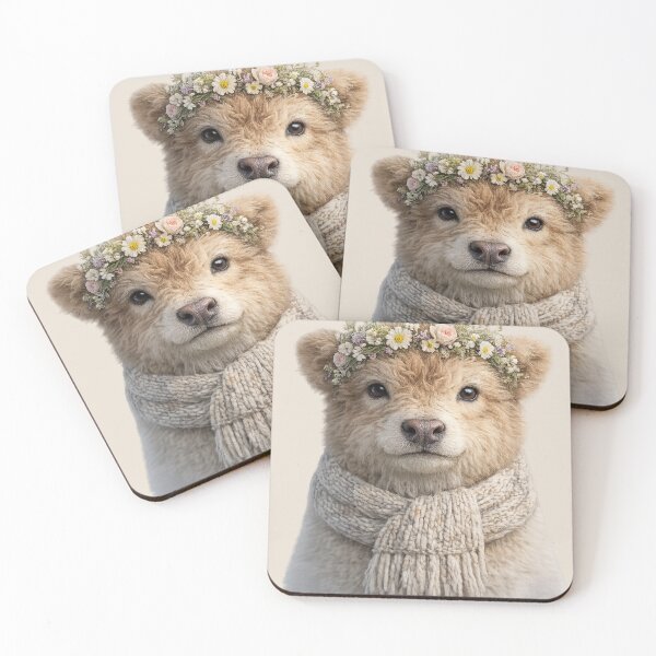 Item preview, Cute Highland Cow Flower Crown Portrait designed and sold by BagFactoryUK.