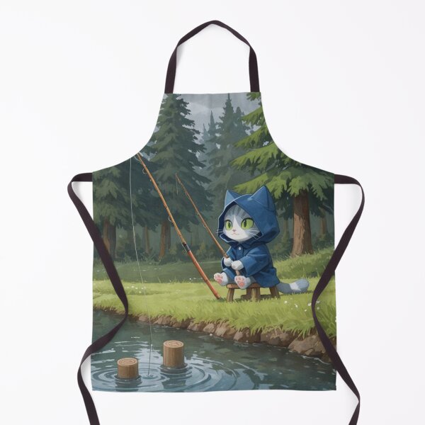 Item preview, Whimsical Kitten Fishing by Lake Forest Nature Art designed and sold by BLUESKY11a.
