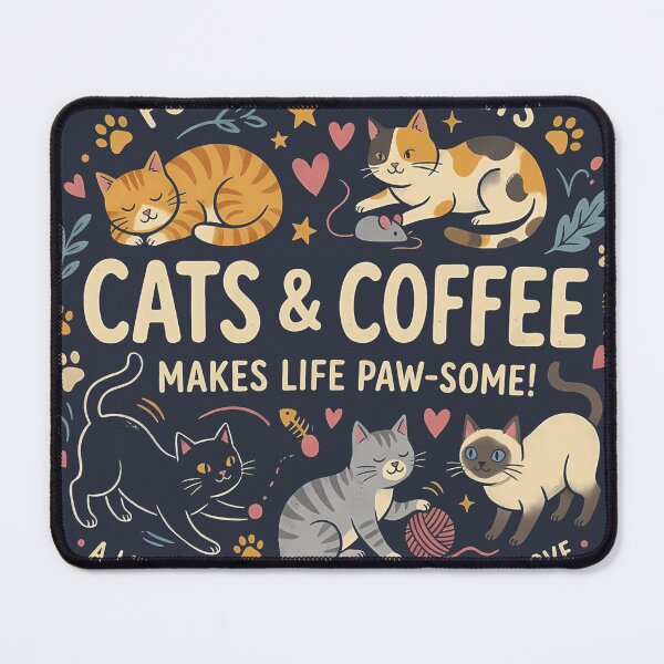 Item preview, Cats & Coffee Makes Life Paw-Some - Fur-Ever & Always Cute Cat designed and sold by Velustro Shop.