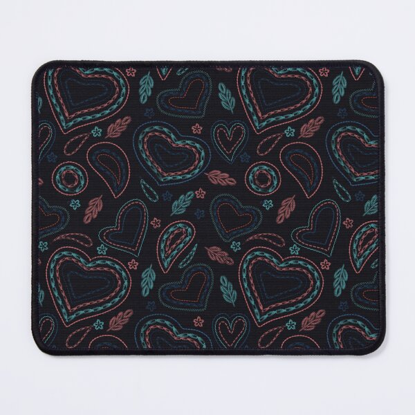 Item preview, Embroidered Hearts on Dark Background designed and sold by patternarya.