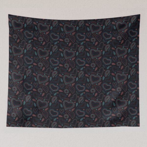 Item preview, Embroidered Hearts on Dark Background designed and sold by patternarya.
