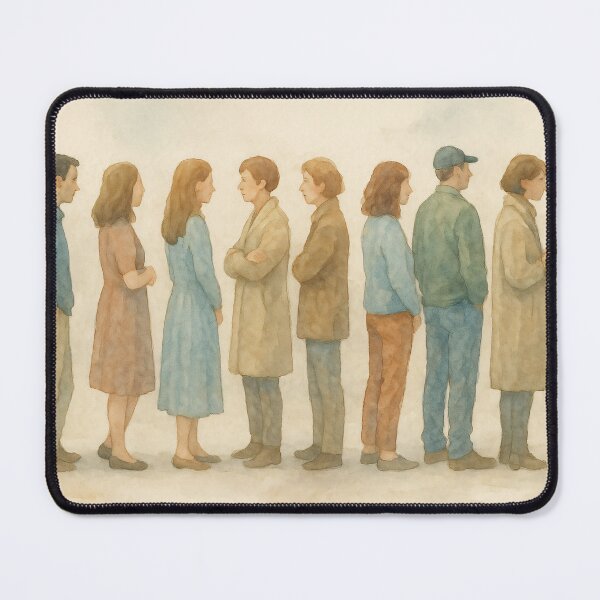Item preview, Queuing People Wall Art | Minimalist Figurative Artwork | Large Watercolor Crowd Print for Modern Office, Living Room designed and sold by codeslinger.