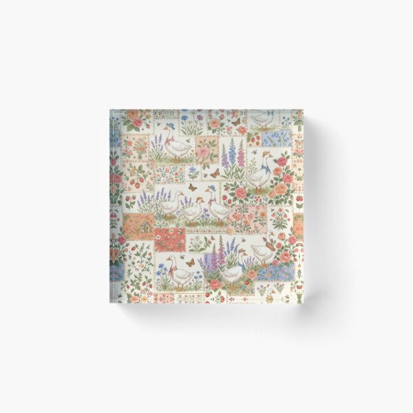 Item preview, Goose Patchwork Cottagecore Floral Garden Pattern designed and sold by scicilysimonee.