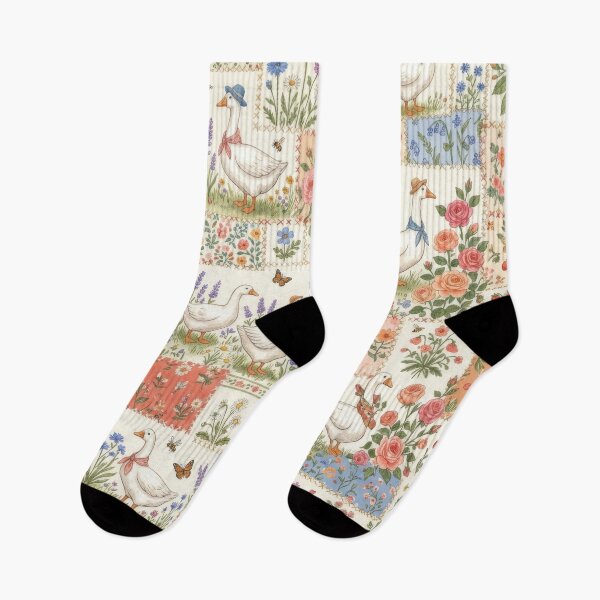 Item preview, Goose Patchwork Cottagecore Floral Garden Pattern designed and sold by scicilysimonee.
